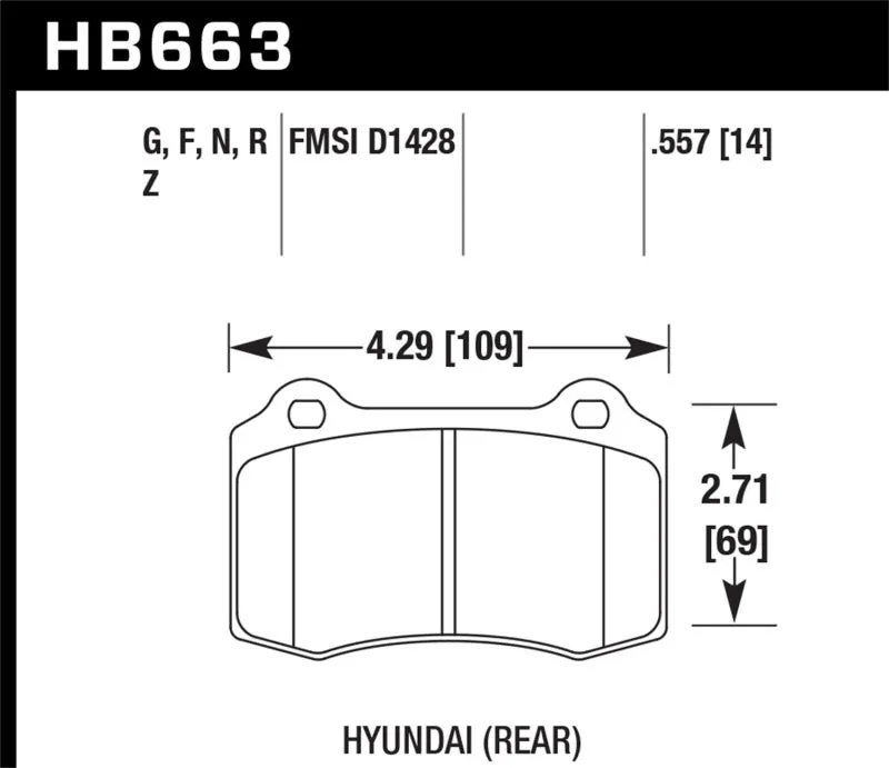 Hawk DTC-60 Race Rear Brake Pads - 10 Hyundai Genesis Coupe ( Track w/ Brembo Brakes) - HB663G.557