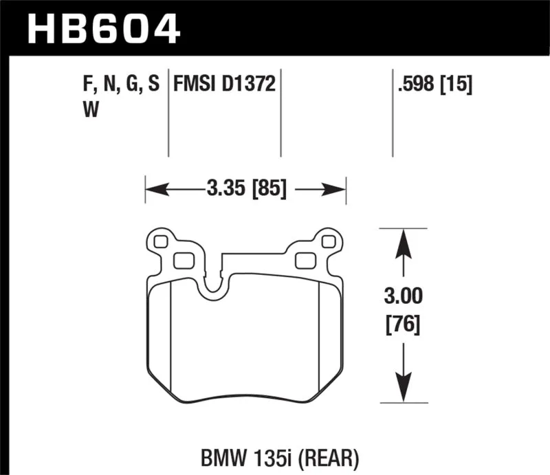 Hawk DTC-60 Race Rear Brake Pads - BMW 135i - HB604G.598