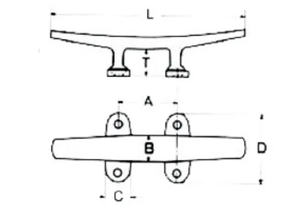 Heavy Duty Low Silhouette Cleat, 316 Stainless Steel, 200mm - Out of Stock