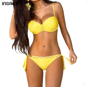 INGAGA Sexy 2017 Bikini Set Push Up Swimwear Women Strap Bandage Swimsuit Bathing Suits Summer Beach Bathing Suits XXXL