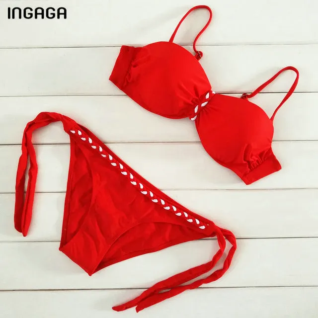 INGAGA Sexy 2017 Bikini Set Push Up Swimwear Women Strap Bandage Swimsuit Bathing Suits Summer Beach Bathing Suits XXXL