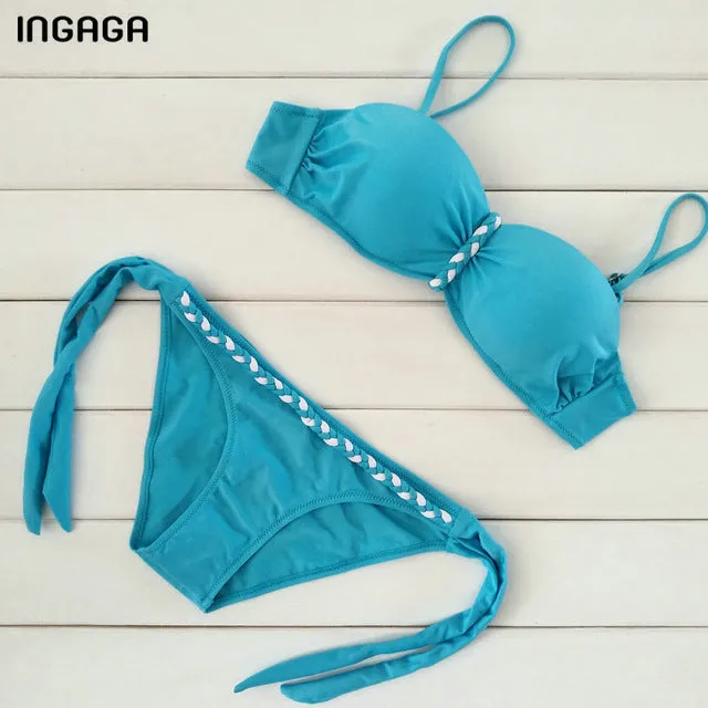 INGAGA Sexy 2017 Bikini Set Push Up Swimwear Women Strap Bandage Swimsuit Bathing Suits Summer Beach Bathing Suits XXXL