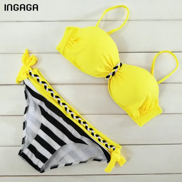 INGAGA Sexy 2017 Bikini Set Push Up Swimwear Women Strap Bandage Swimsuit Bathing Suits Summer Beach Bathing Suits XXXL