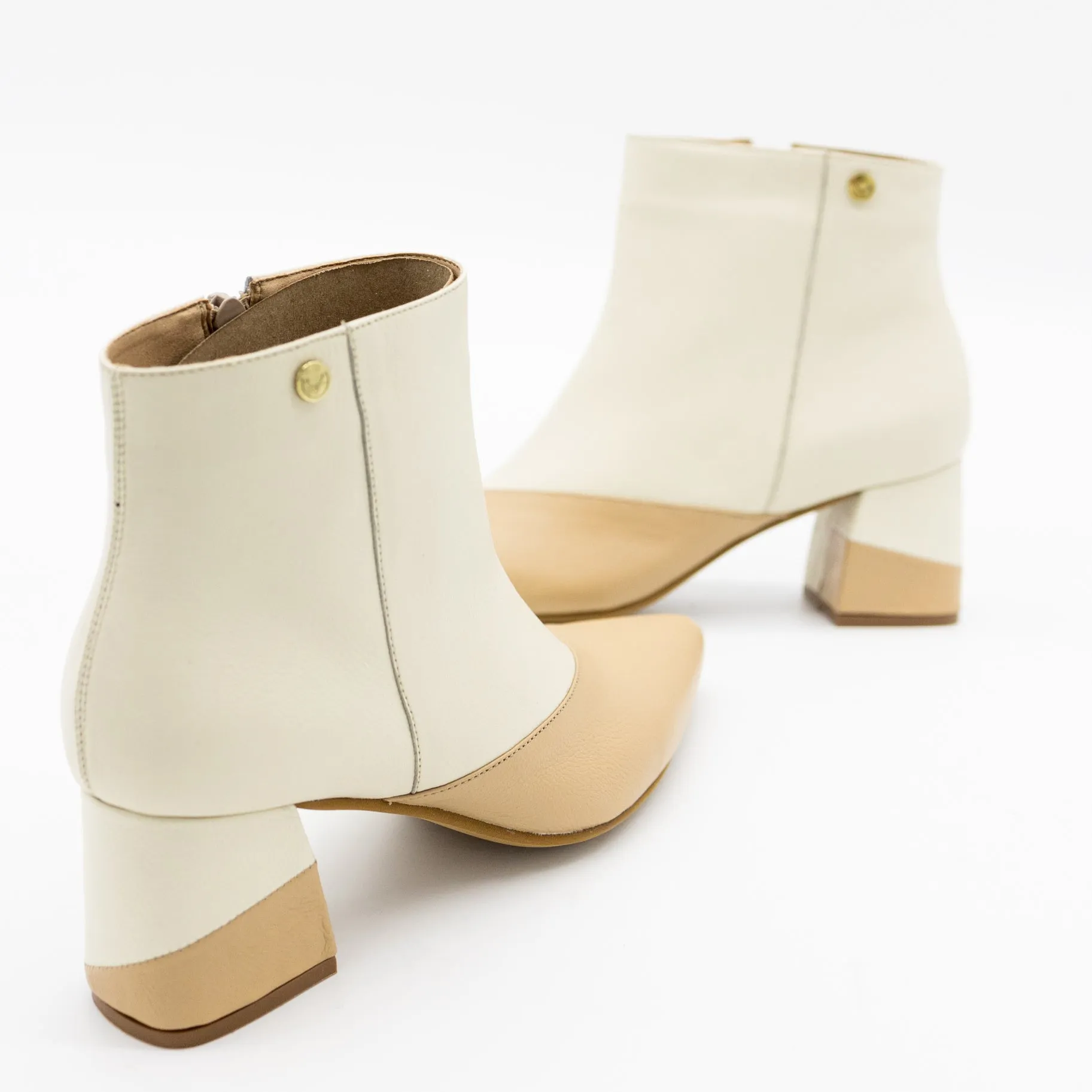 Katio booties in off white/tan leather womens shoes