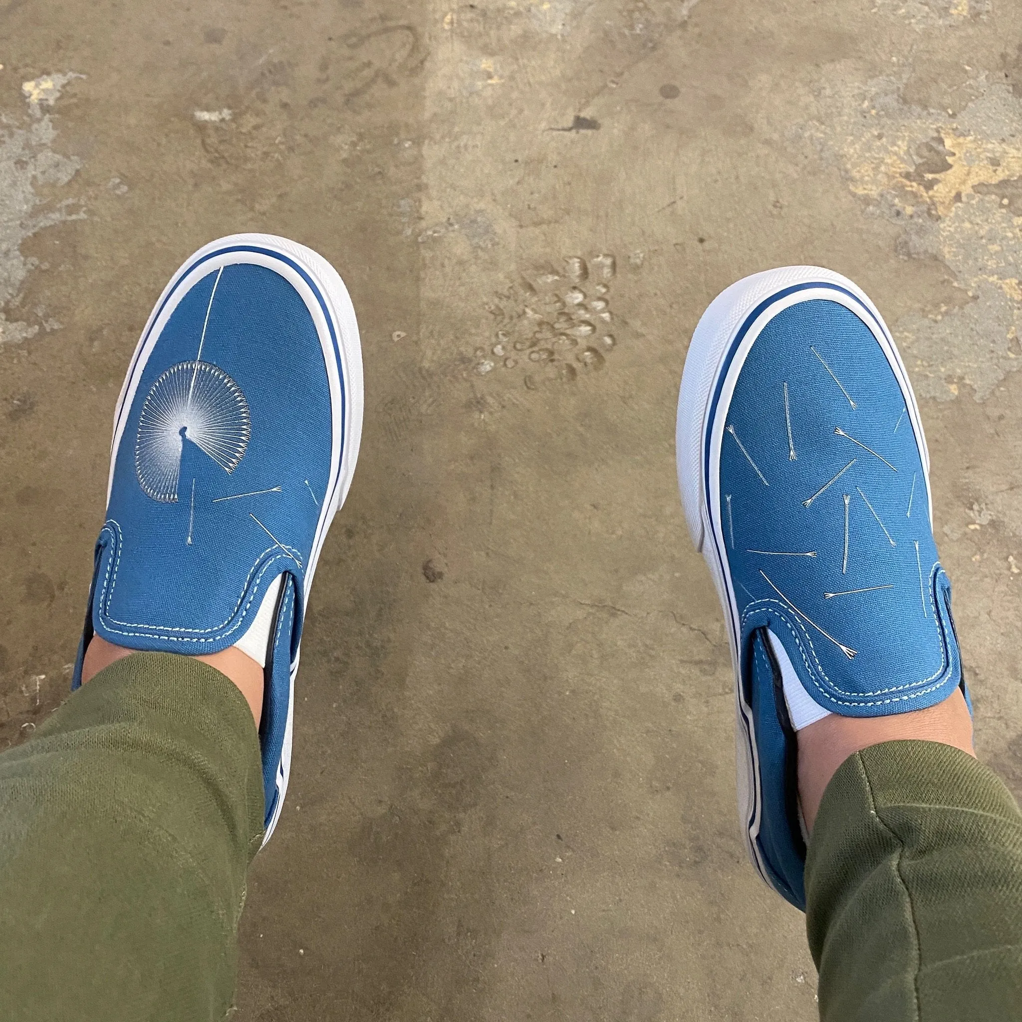 Kids Shoes - Navy Dandelion Custom Slip Ons