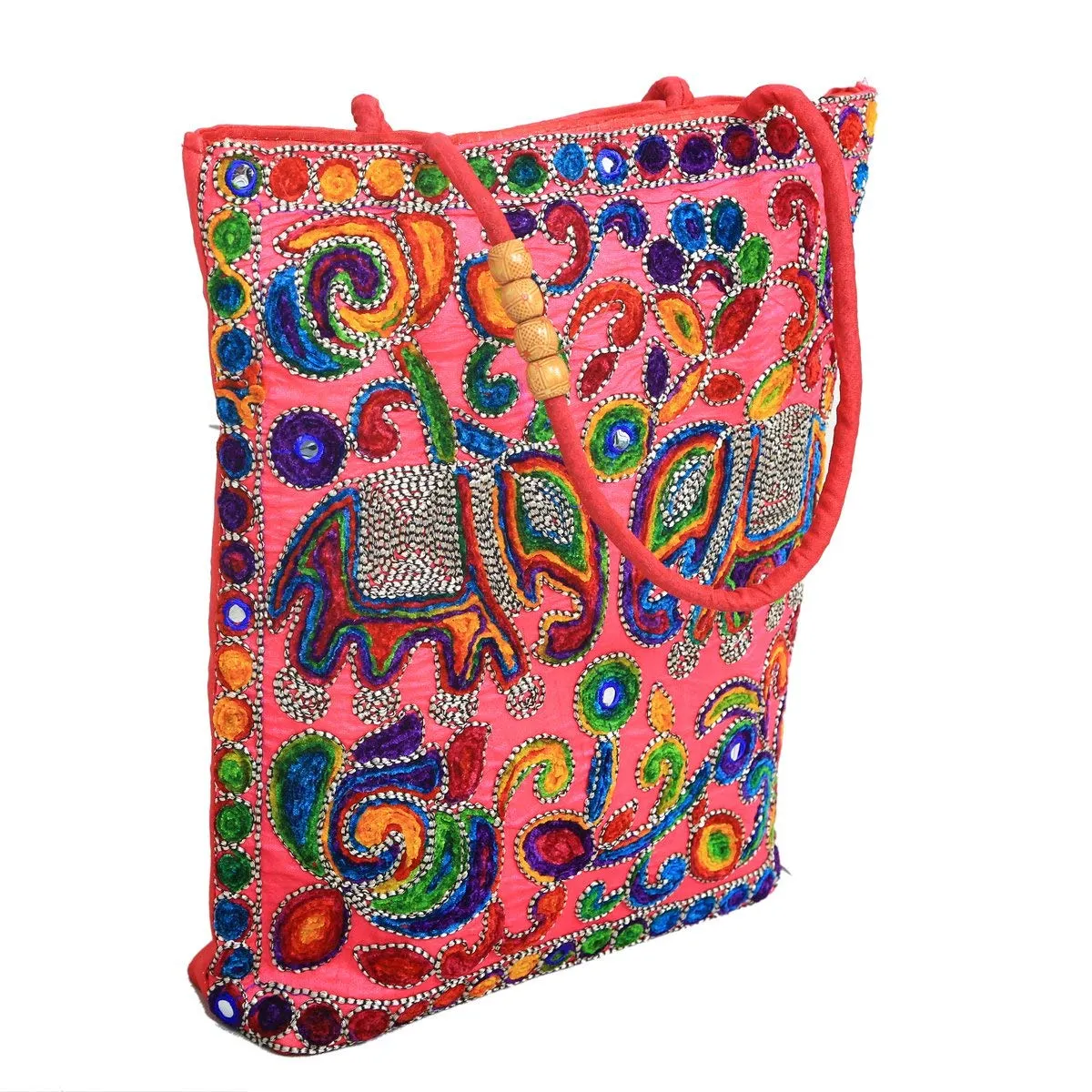 Kuber IndustriesΓäó Designer Ethnic Embroidry Work Shoulder Bag (Pink) (BG0103)