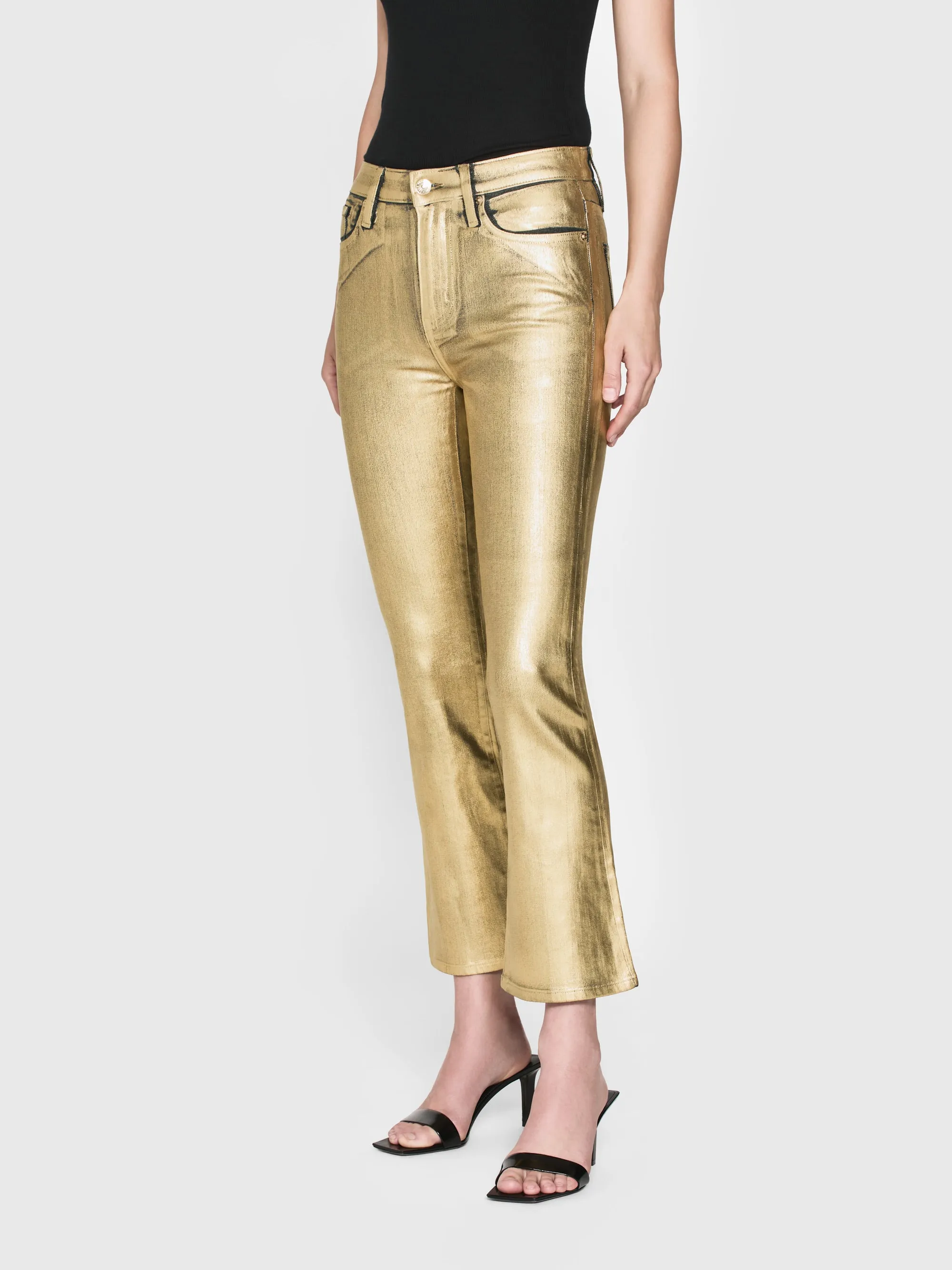 Le Crop Mini Boot -- Gold Chrome