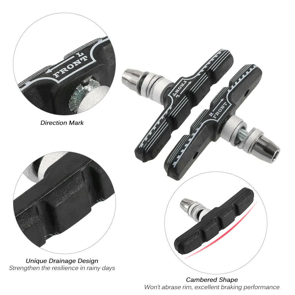 Lixada 72mm Mountain Road Bicycle Cycling Bike V-Brake Holder Shoes Rubber Pads Blocks