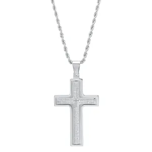 Lords Prayer Spinner Cross Pendant