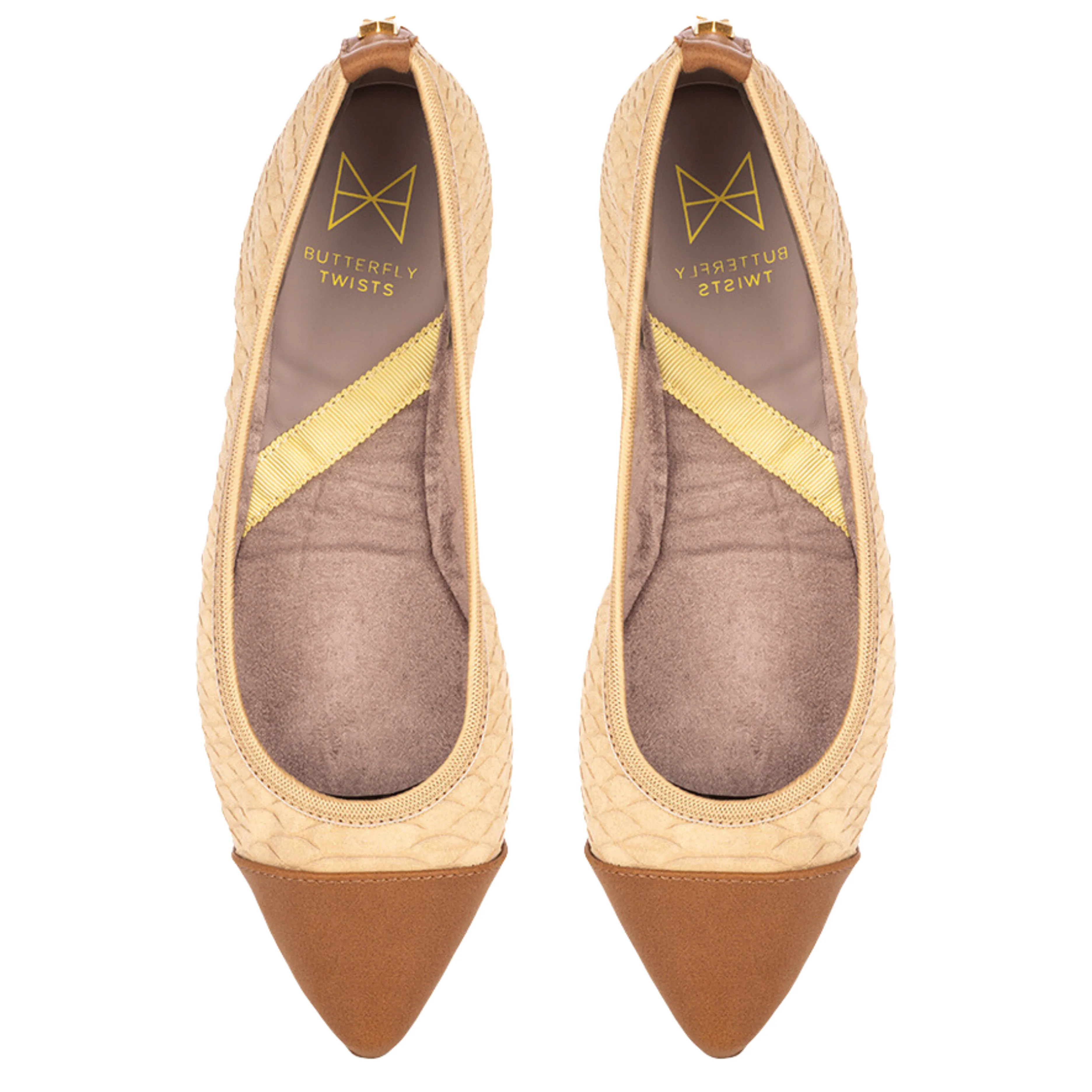 LOTTIE Ballet Flat Shoes - Natural Scales/Tan