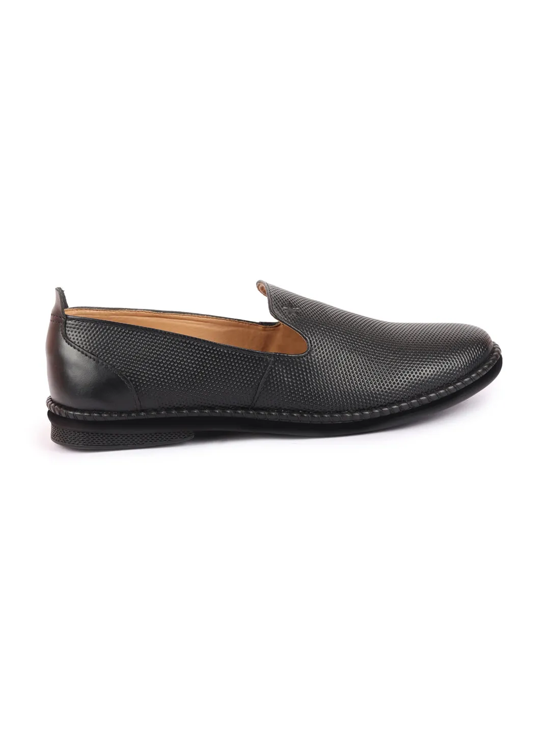 Men Black Cap Toe Formal/Office Leather Prom Slip On Shoes