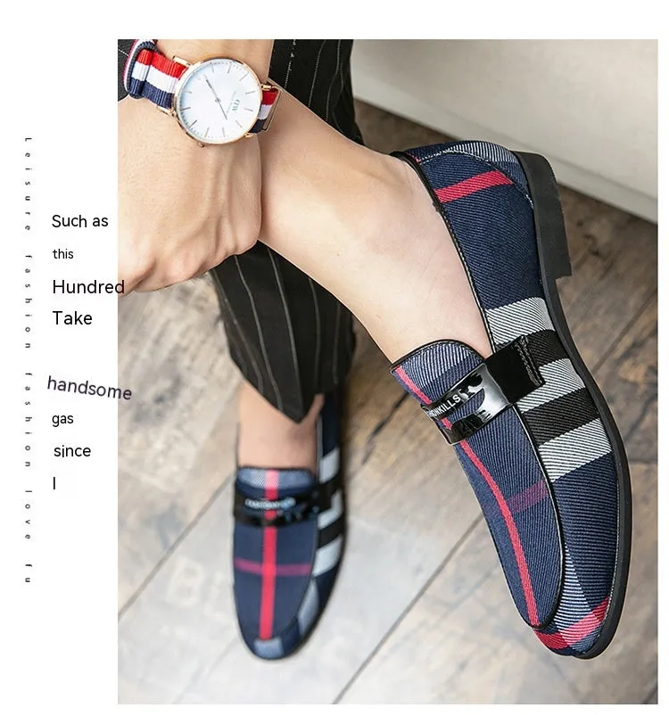 Men's Blue Plaid Fashion Loafers