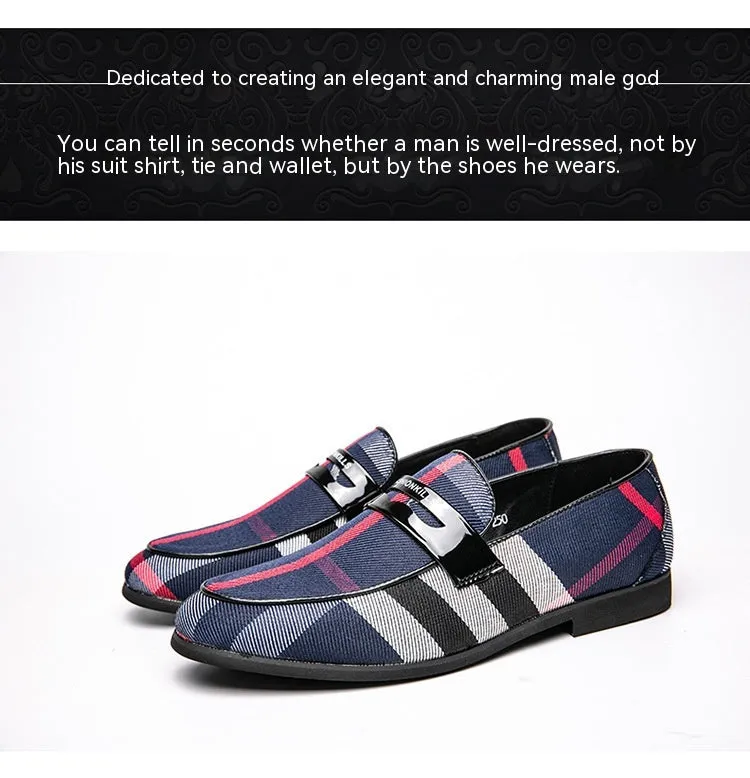 Men's Blue Plaid Fashion Loafers