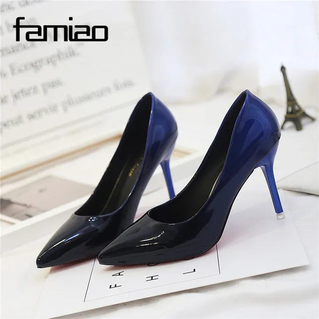 MS 2017 Women pumps Fashion pointed toe patent leather stiletto high heels shoes Spring Summer Wedding Shoes woman high heels