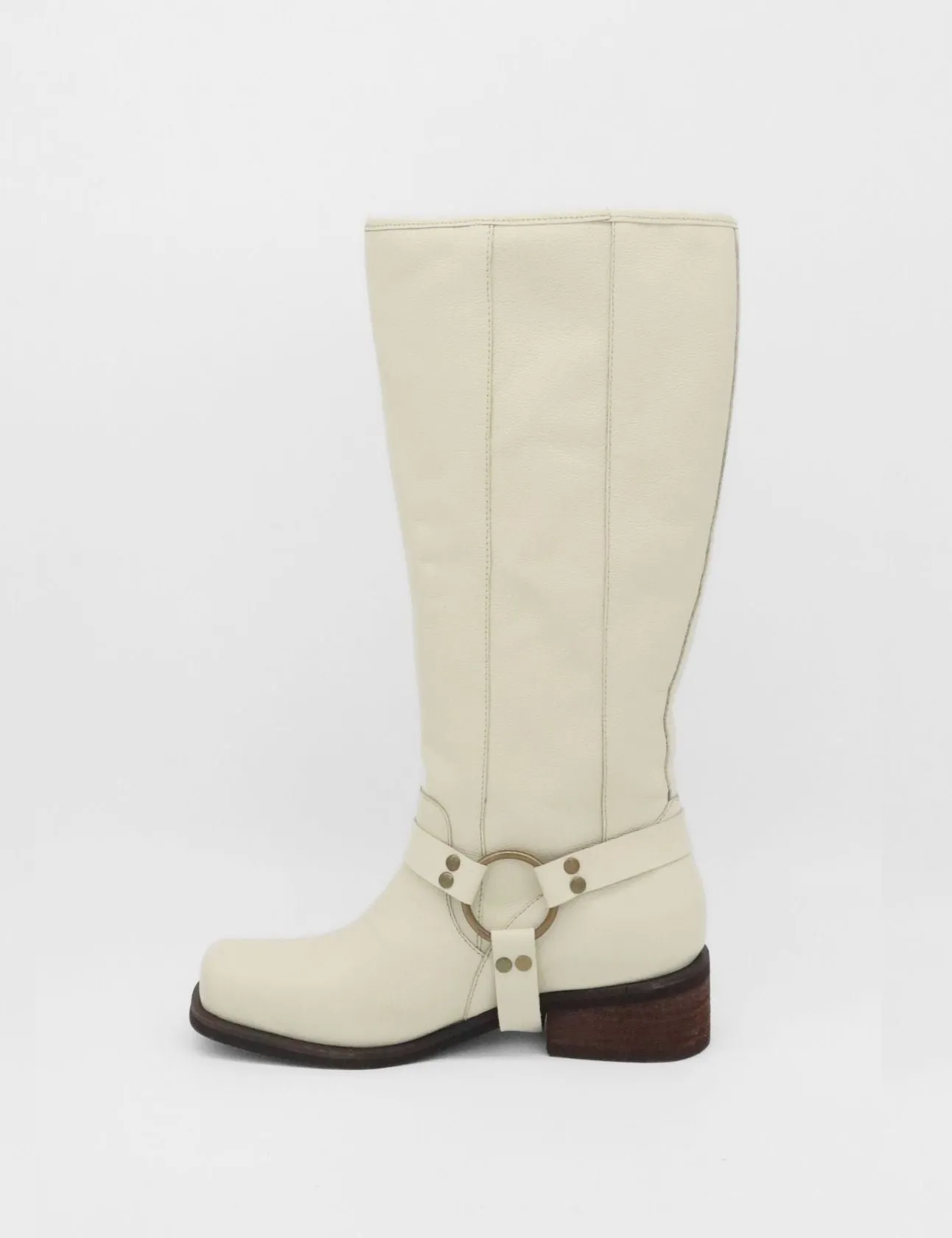 Naomi moto boot off white leather womens shoes