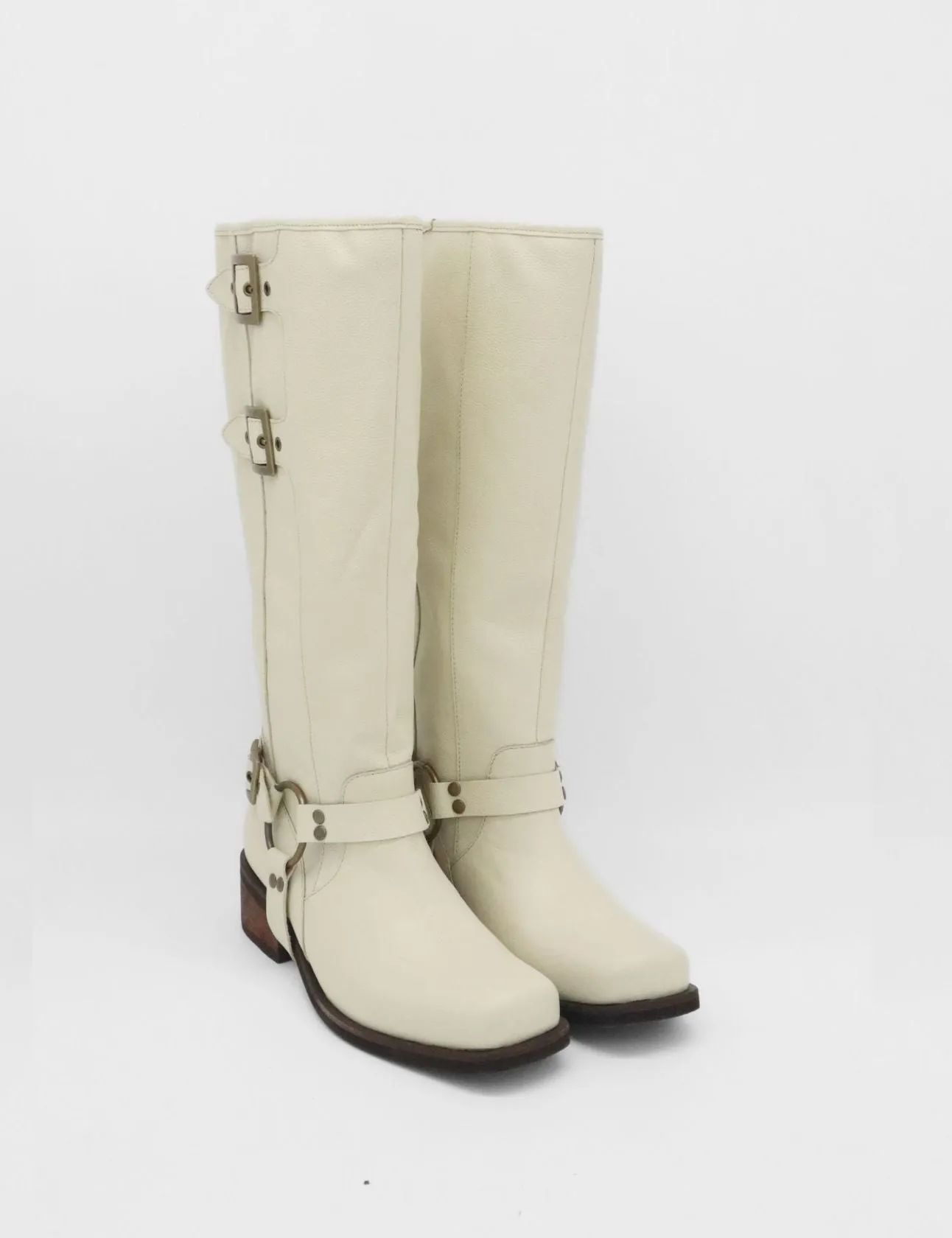 Naomi moto boot off white leather womens shoes