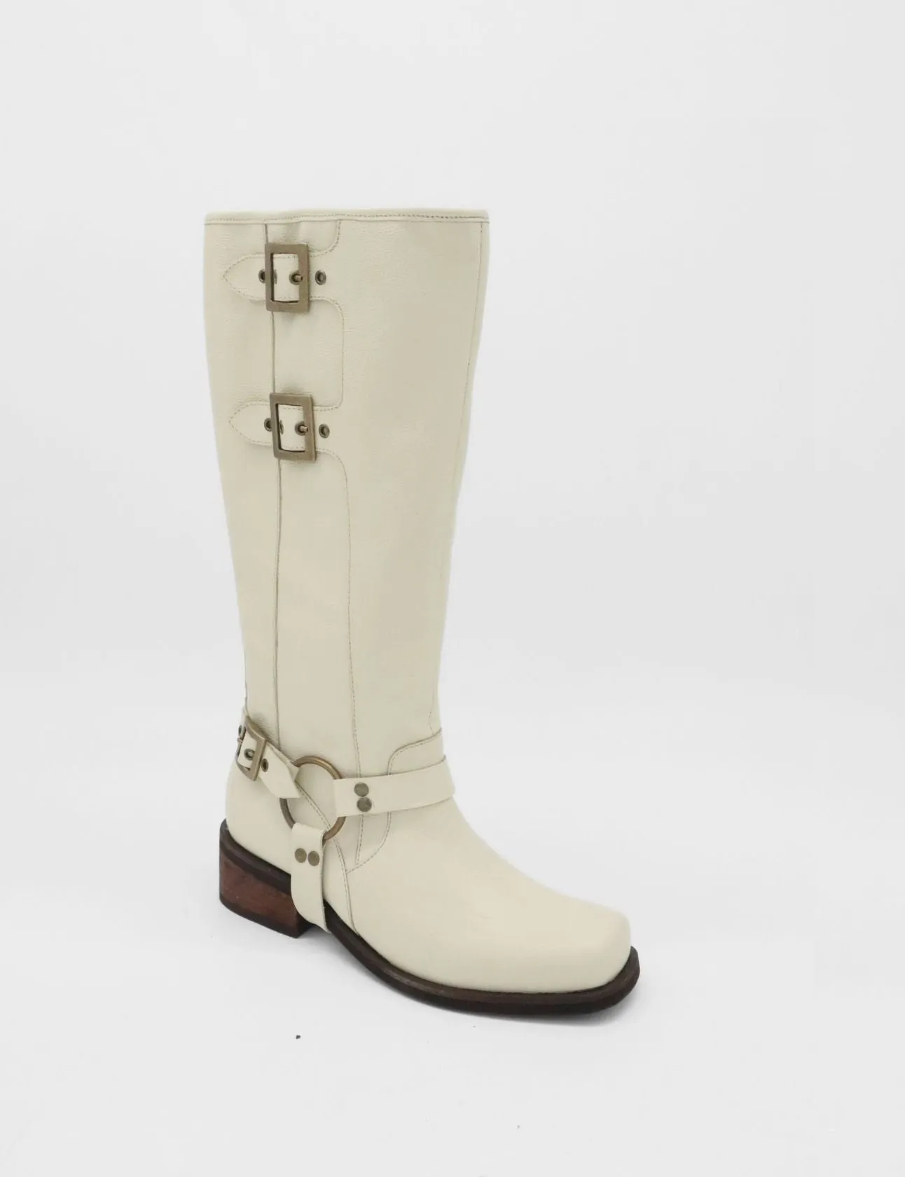 Naomi moto boot off white leather womens shoes