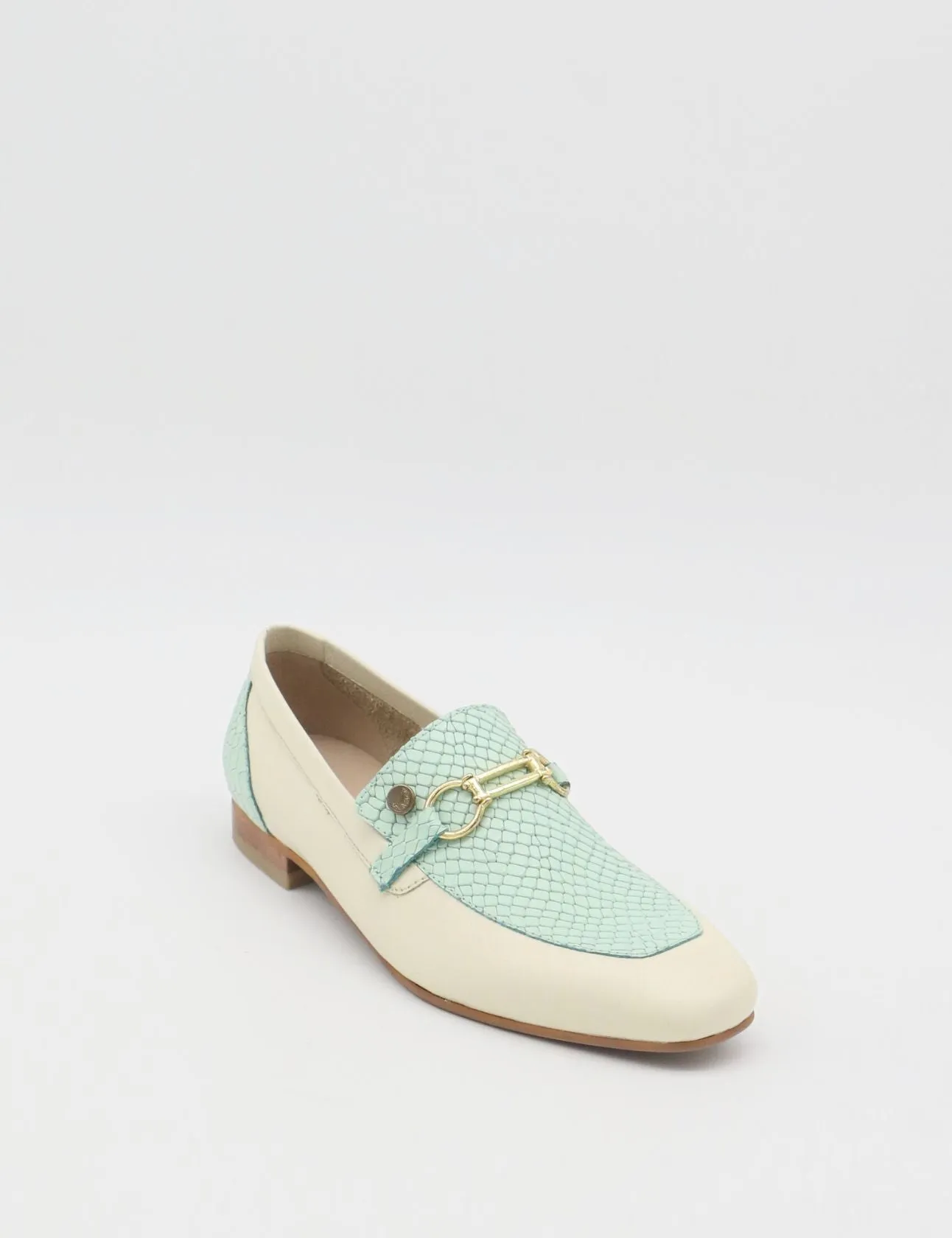 Natural loafers in off white turquoise leather womens shoes