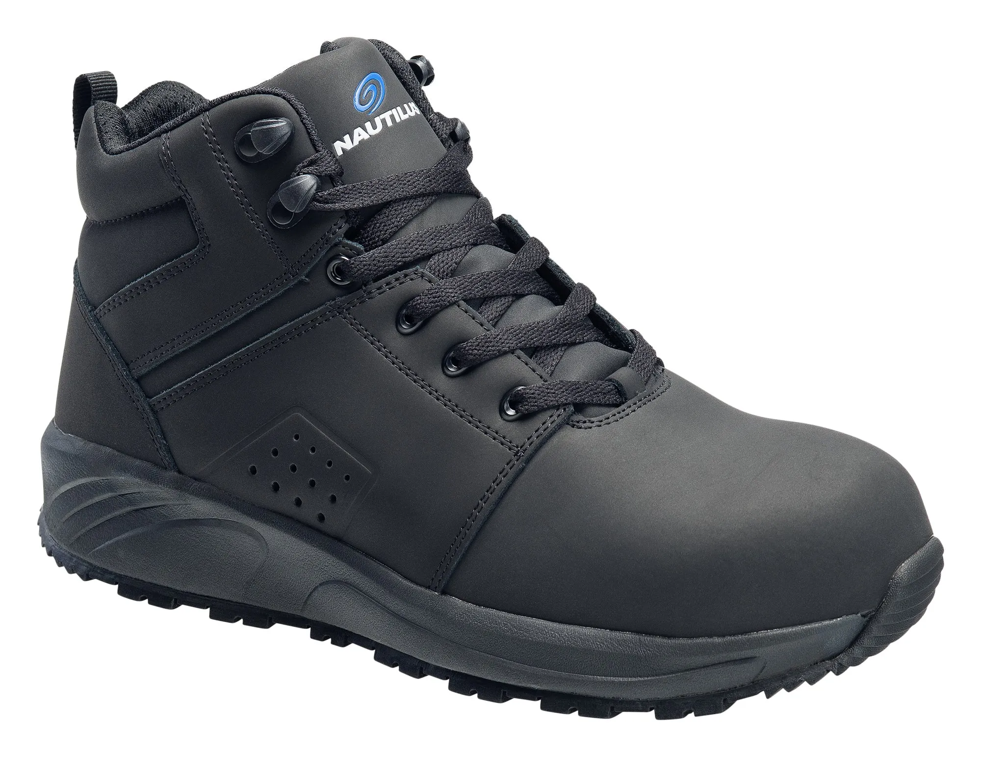 Nautilus Mens Black Leather Comp Toe 2522 Guard Mid Work Boots