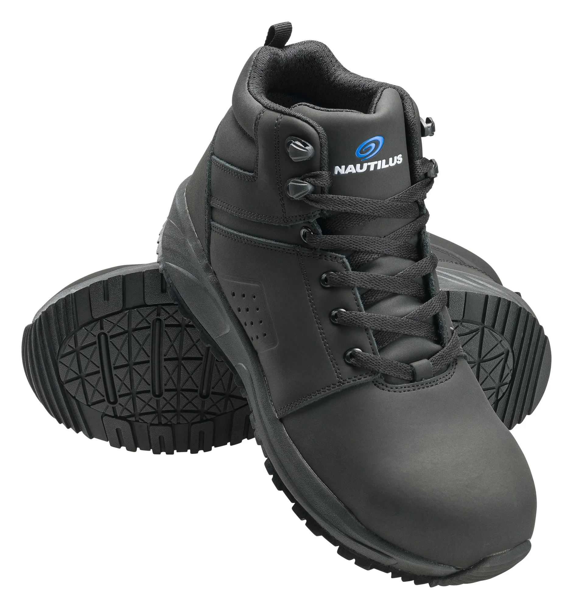 Nautilus Mens Black Leather Comp Toe 2522 Guard Mid Work Boots