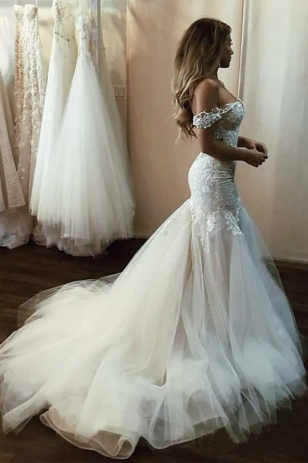 Off The Shoulder Mermaid Wedding Dresses Bridal Gown WD510