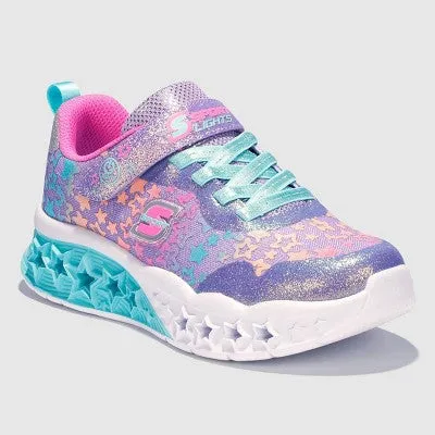 Open Box - S Sport By Skechers Girls' Kortney Star Print Sneakers - Lavender/Teal Green 5