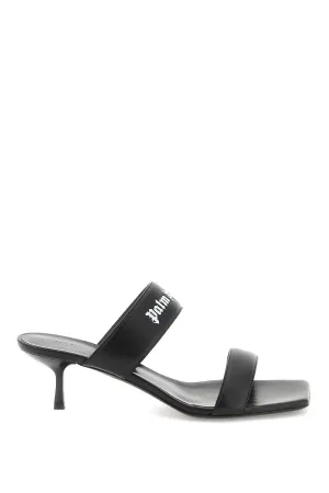 Palm angels leather mules with logo