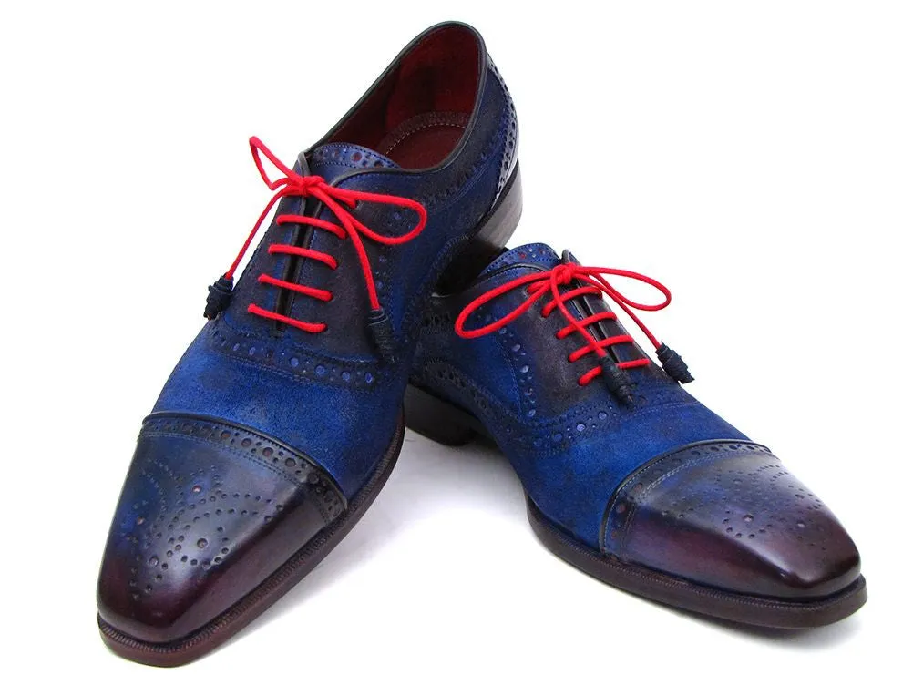 Paul Parkman Men's Captoe Oxfords Blue Suede