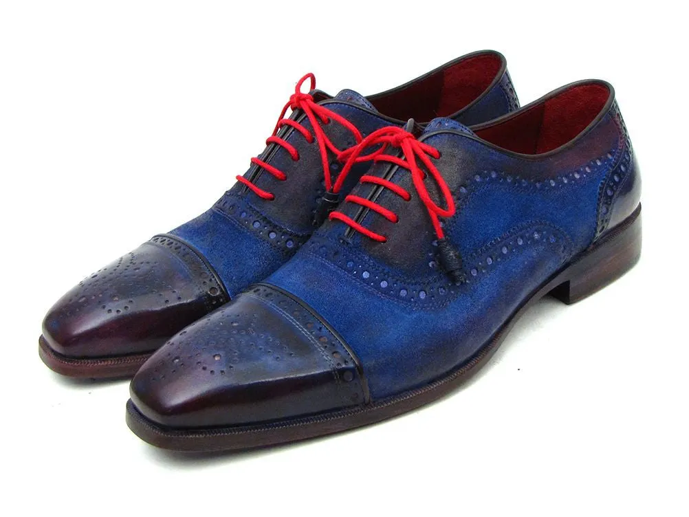 Paul Parkman Men's Captoe Oxfords Blue Suede