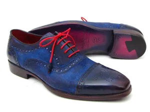 Paul Parkman Men's Captoe Oxfords Blue Suede