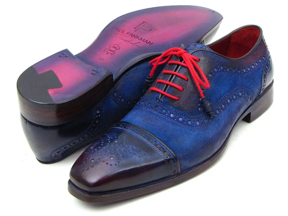 Paul Parkman Men's Captoe Oxfords Blue Suede