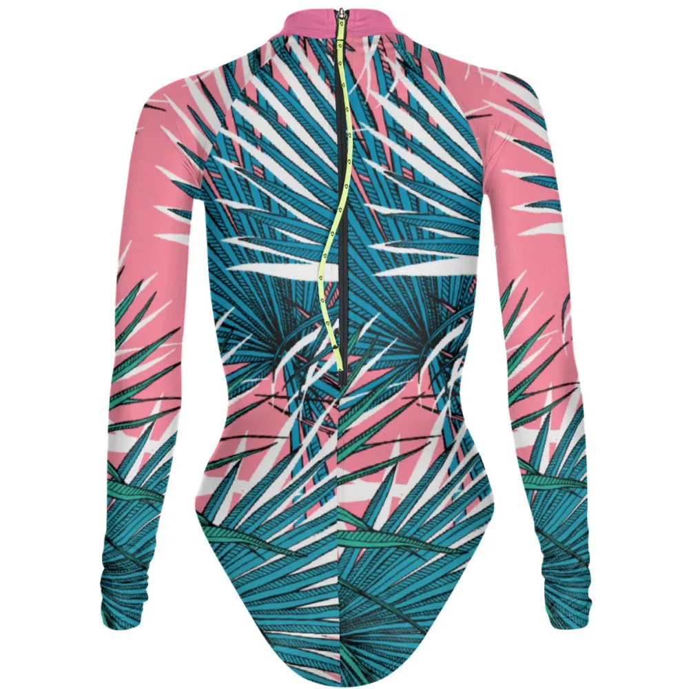 Pink Palm - Surf Swimsuit Classic Cut