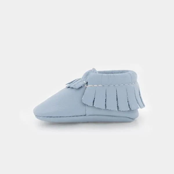 Powder Blue Soft Sole Leather Moccassins