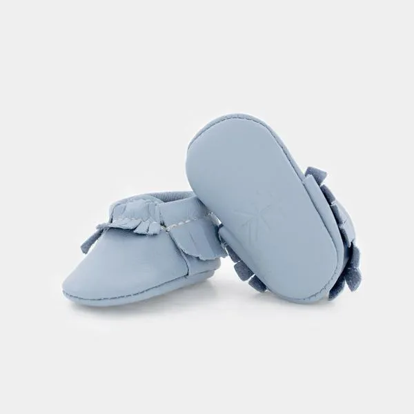 Powder Blue Soft Sole Leather Moccassins