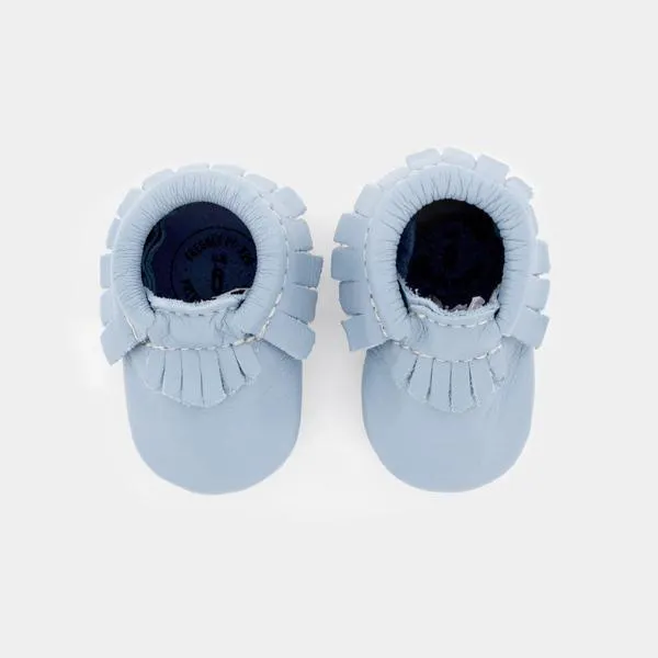 Powder Blue Soft Sole Leather Moccassins