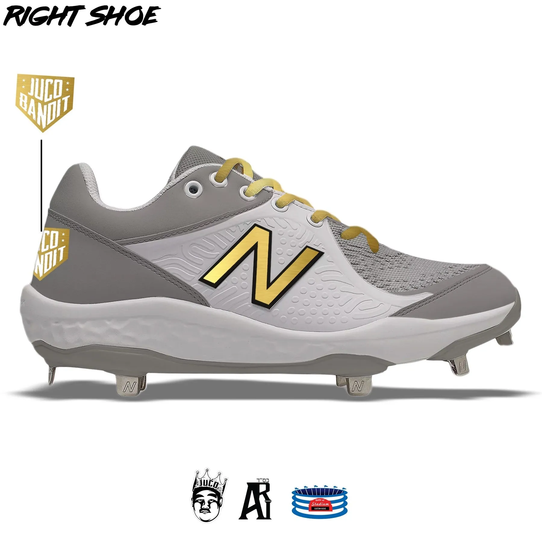 "JUCO Bandit" New Balance 3000v5 Cleats- Size 13 Men's Low Top MCS/TPU