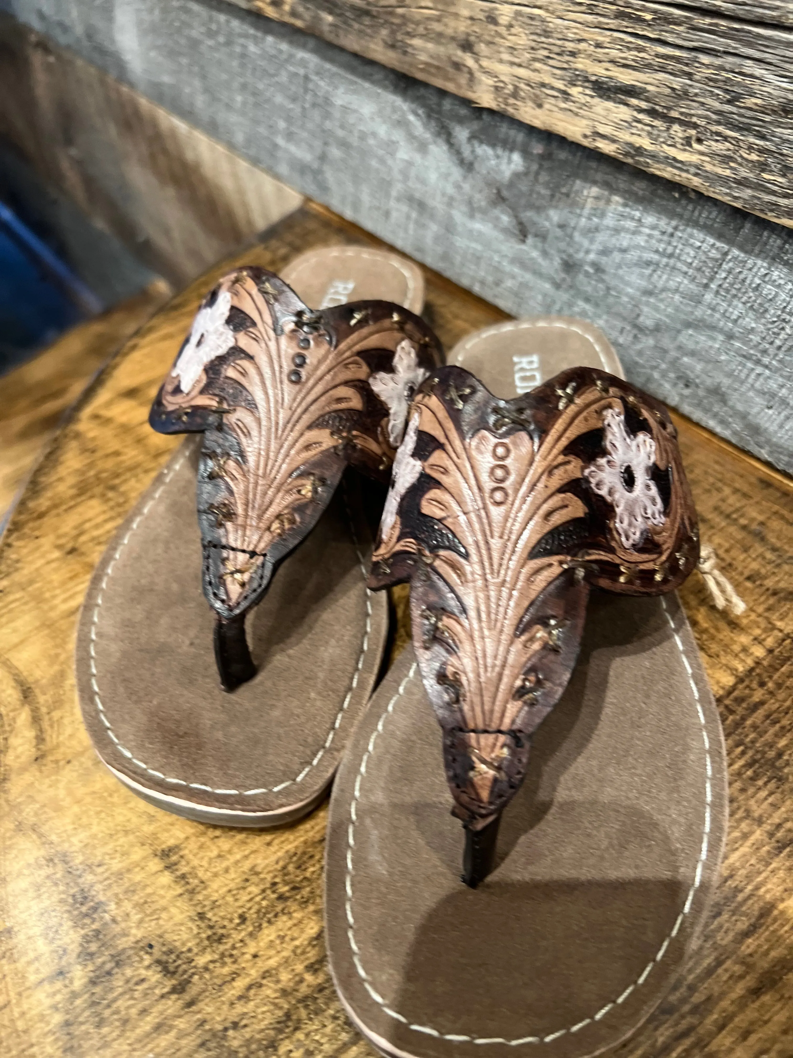 Roper Brown Floral Sandals