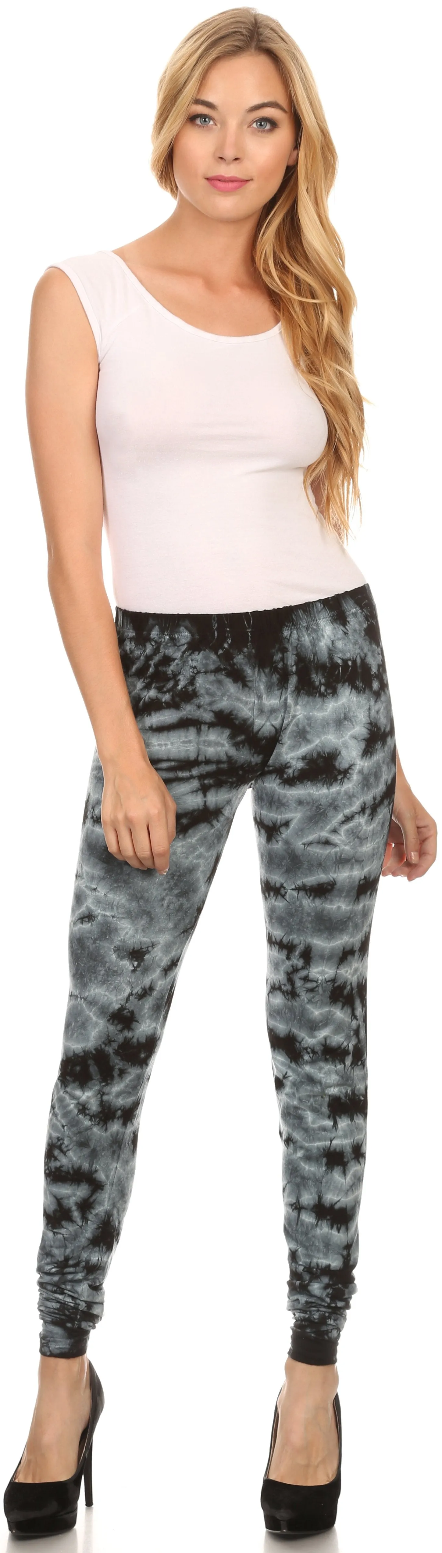 Sakkas Kuntah Long Elastic Waist Adjustable Tie Dye Washed Slim Skinny Pant