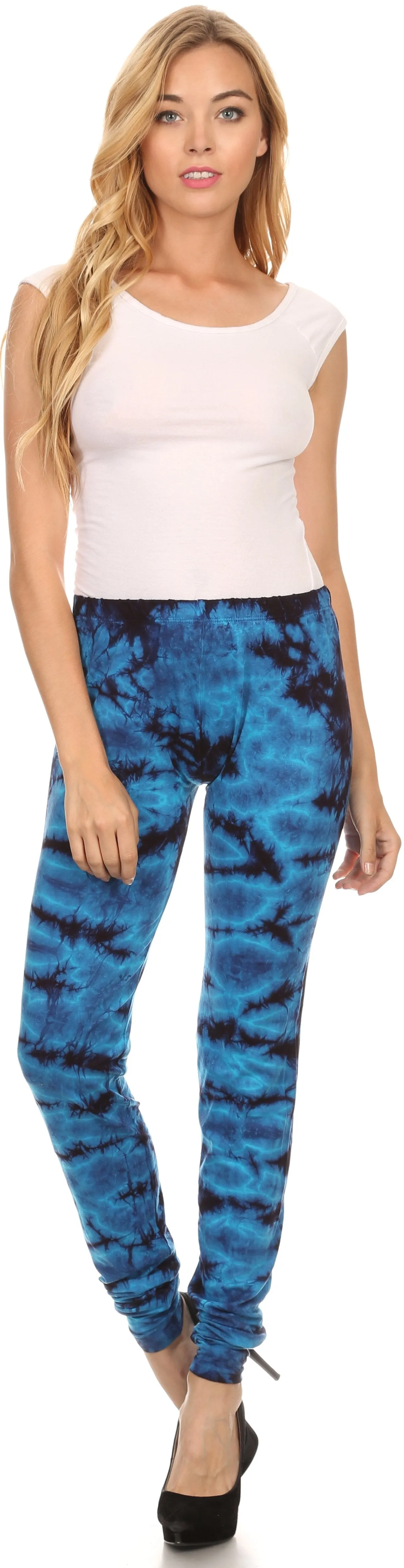 Sakkas Kuntah Long Elastic Waist Adjustable Tie Dye Washed Slim Skinny Pant