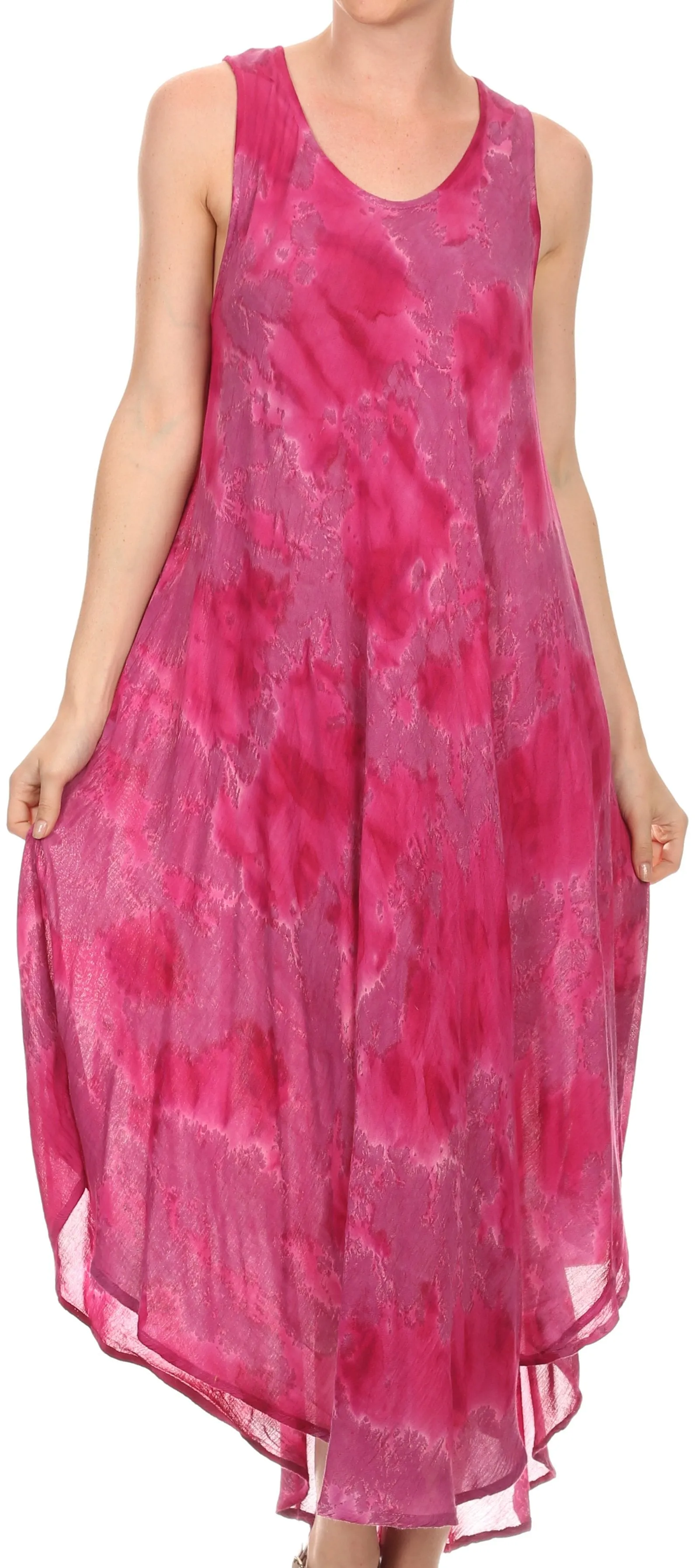 Sakkas Laeila Tie Dye Washed Tall Long Sleeveless Tank Top Caftan Dress / Cover Up