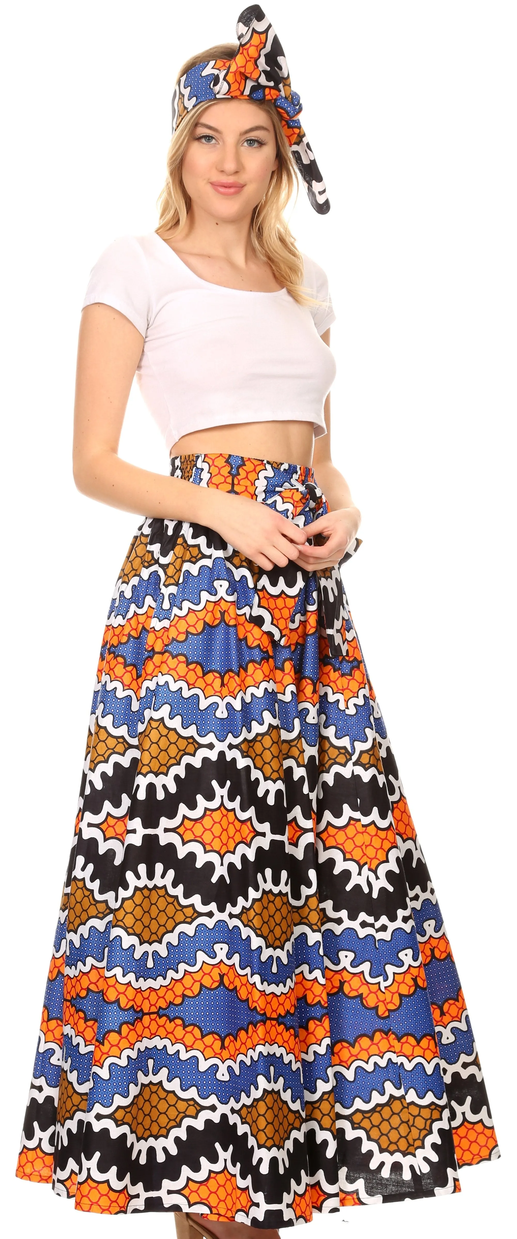 Sakkas Sora Women's Wide Leg Loose African Ankara Print Pants Casual Elastic Waist