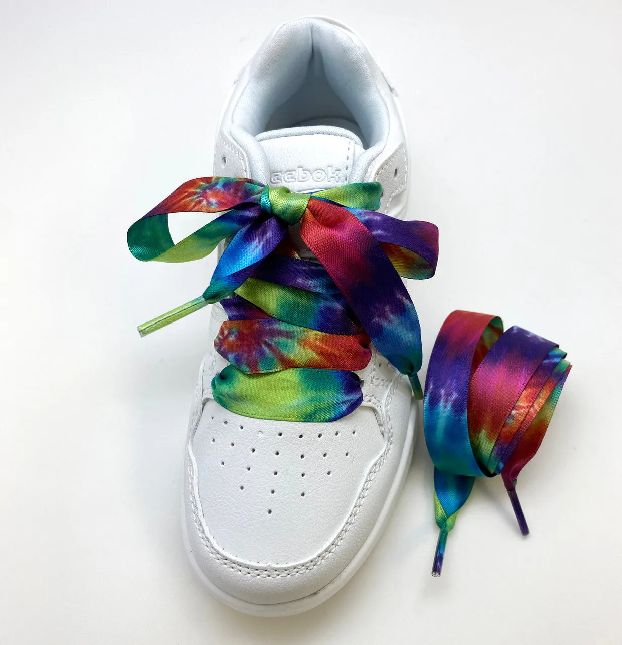 Satin Shoelaces tie dye print ideal for hip hop dance, dance team, sneaker junkie, cheerleading, wedding, prom in 36" and 44" lengths