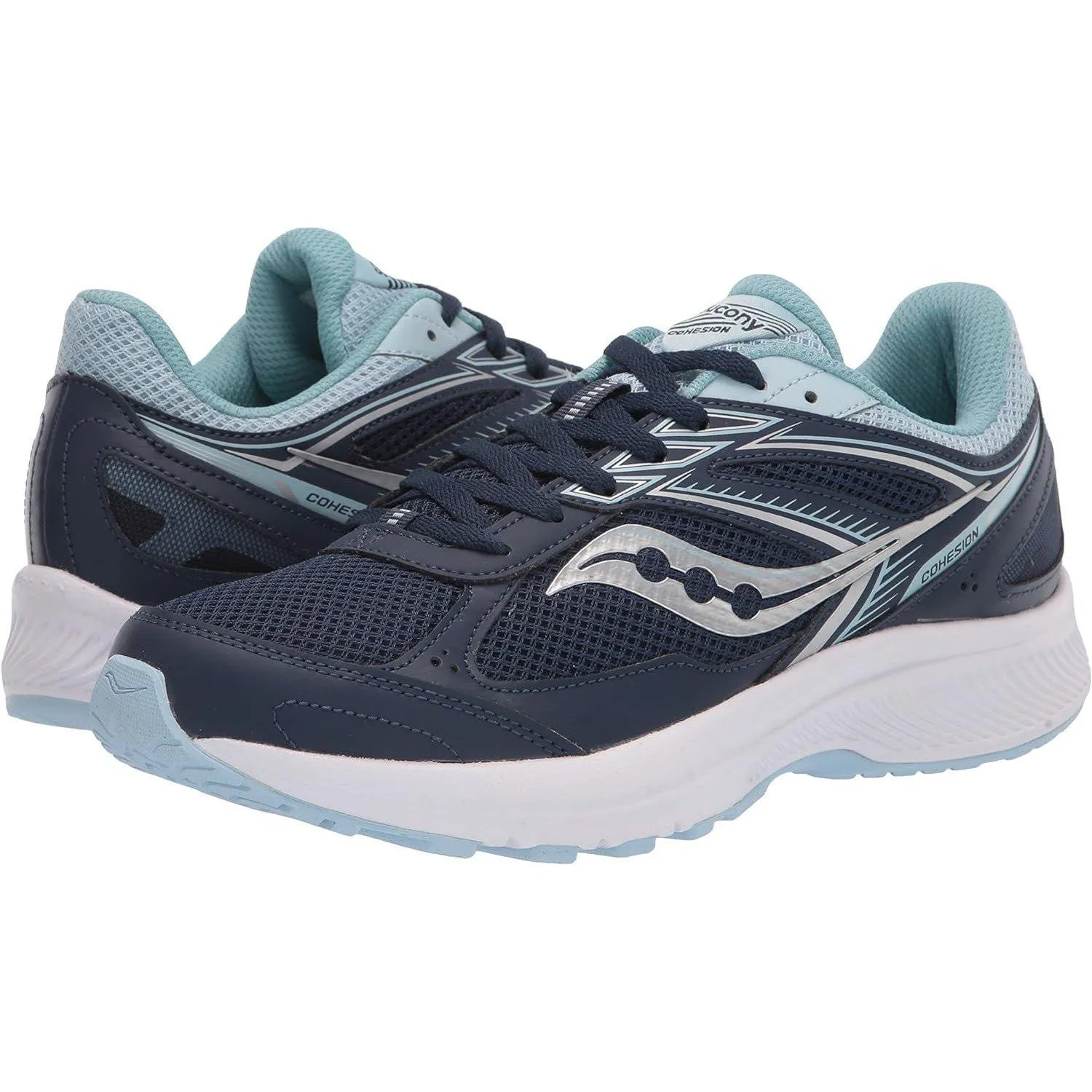 Saucony Women's Cohesion 14 Road Running Shoe, Navy/Sky, 7.5