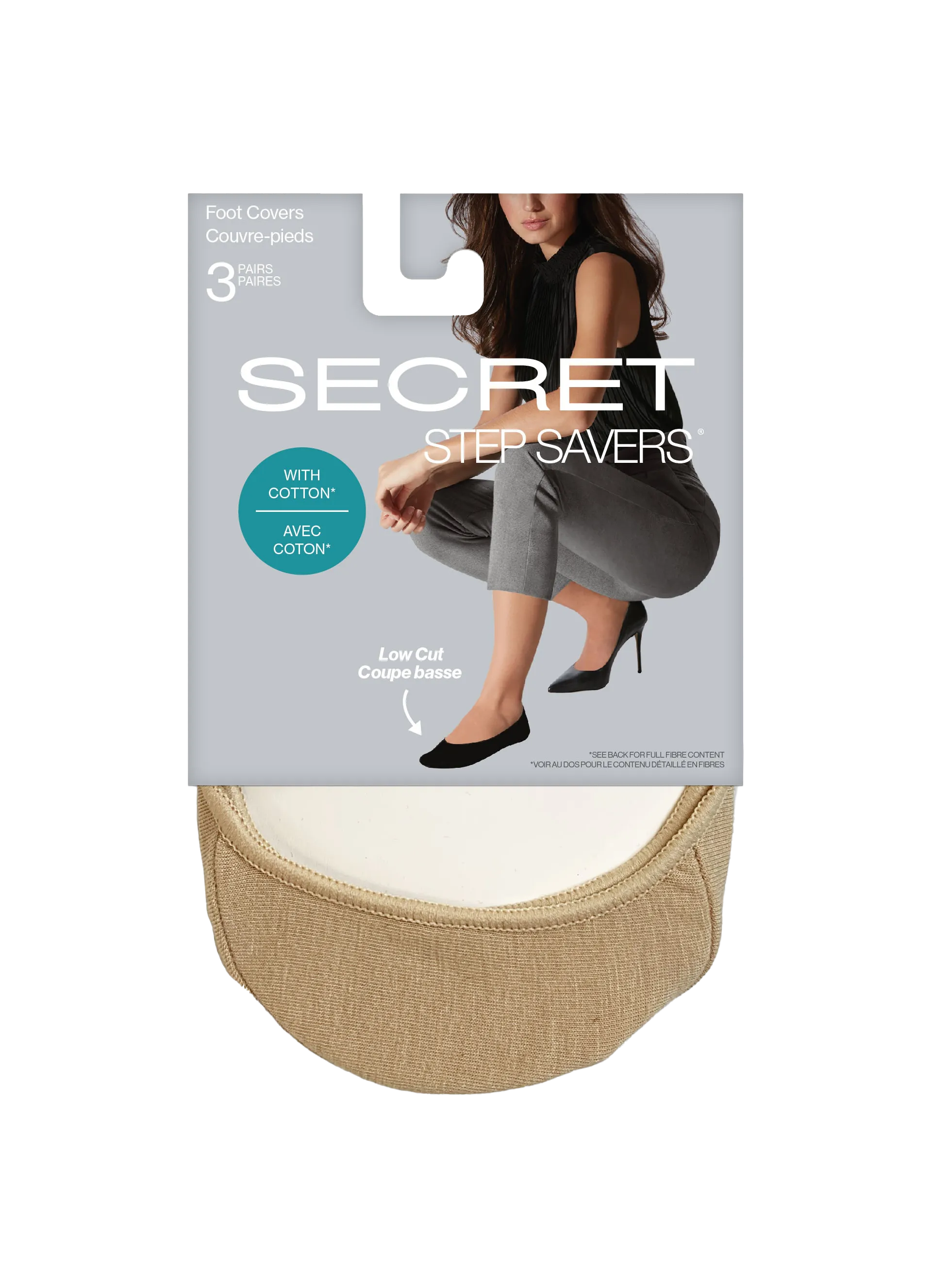 SECRET STEP SAVERS® Low Cut Cotton Footcover - 3 Pairs