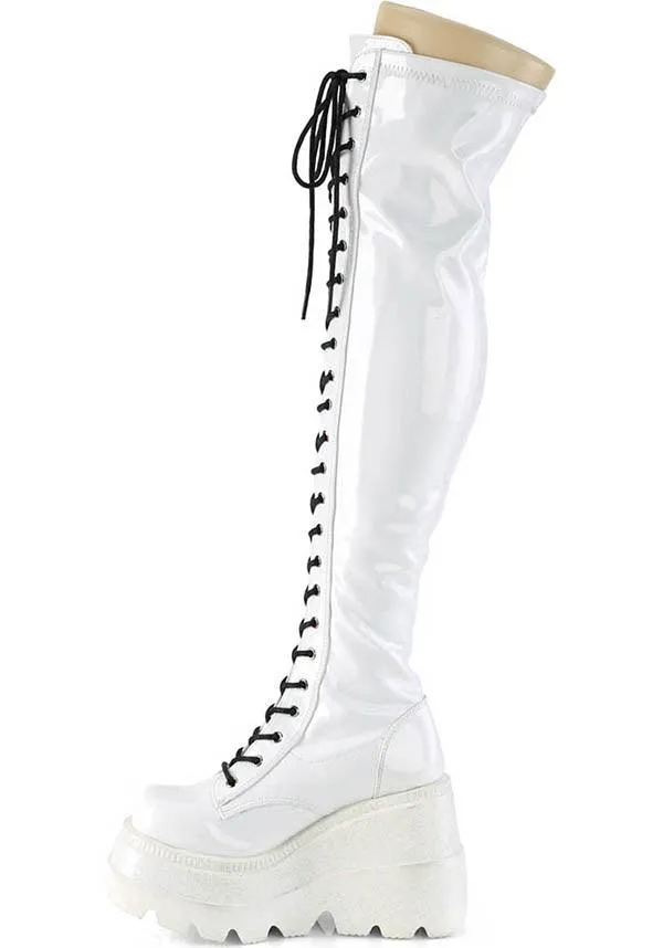 SHAKER-374 [White Hologram] | PLATFORM BOOTS [PREORDER]