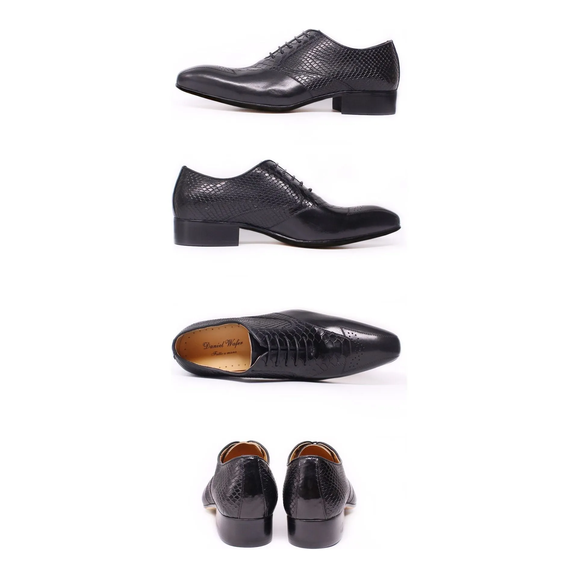 Snakeskin Elegance Lace-Up Brogue Dress Shoes