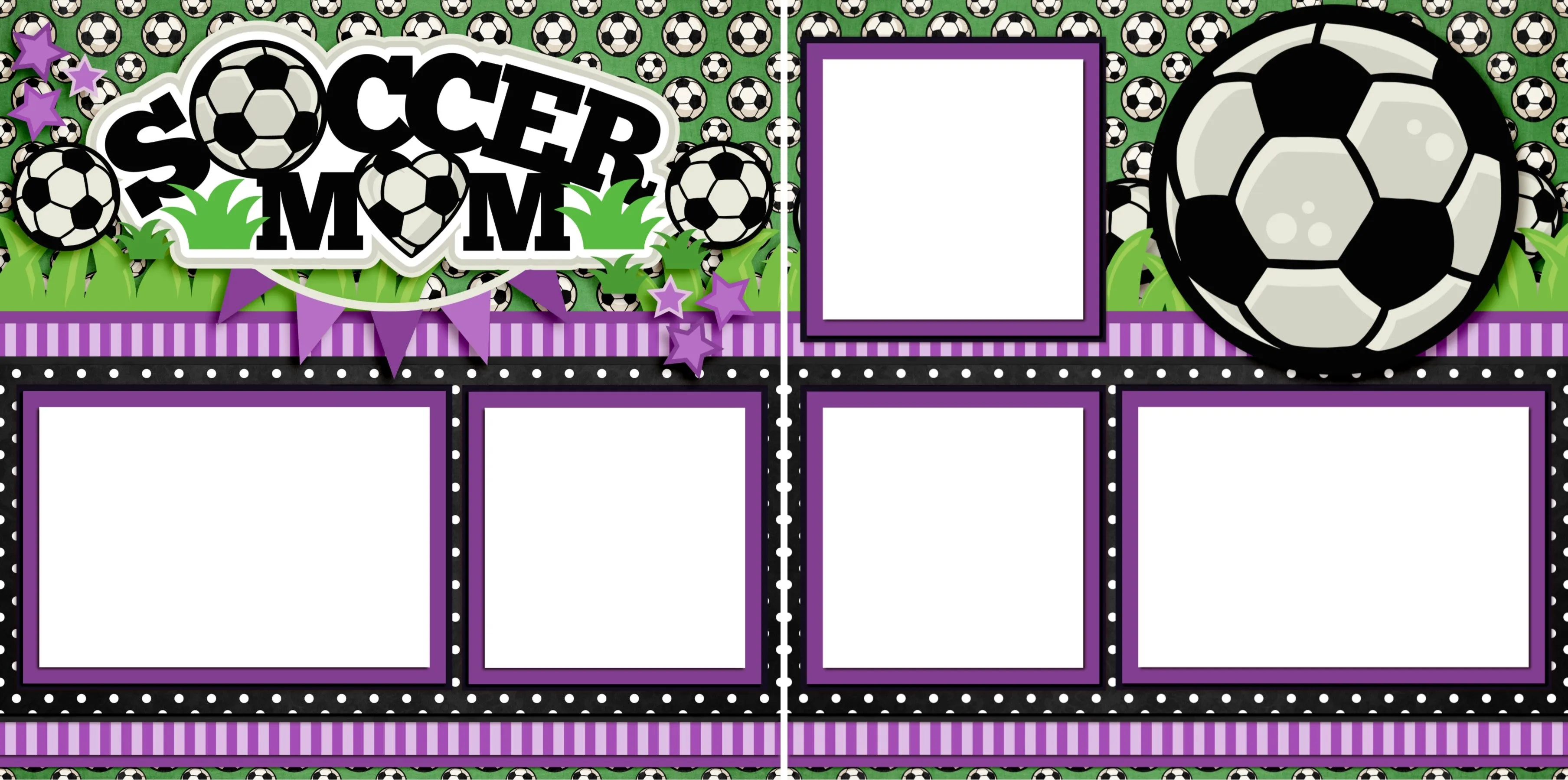 Soccer Mom Purple - Digital Scrapbook Pages - INSTANT DOWNLOAD