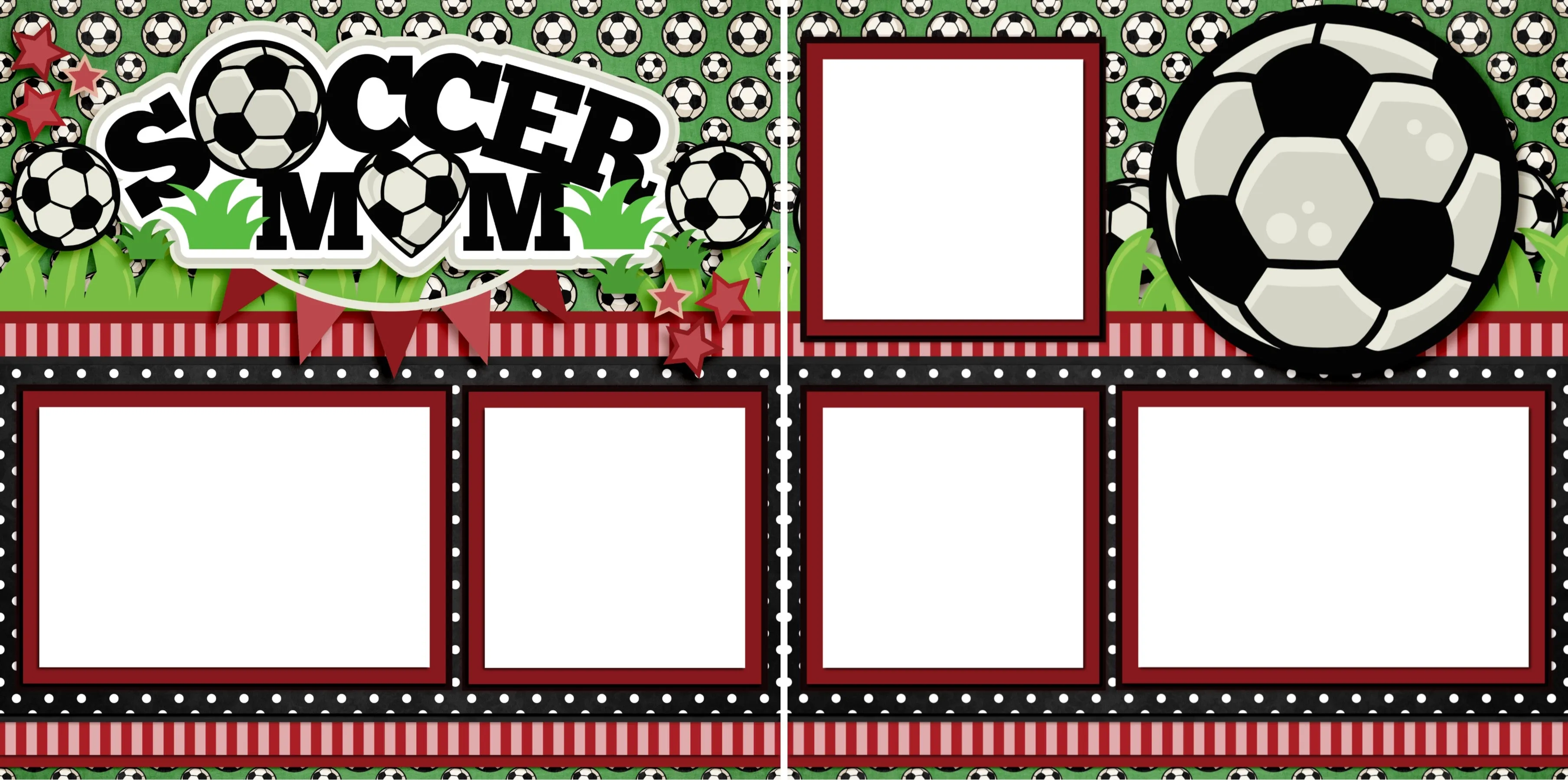 Soccer Mom Red - Digital Scrapbook Pages - INSTANT DOWNLOAD