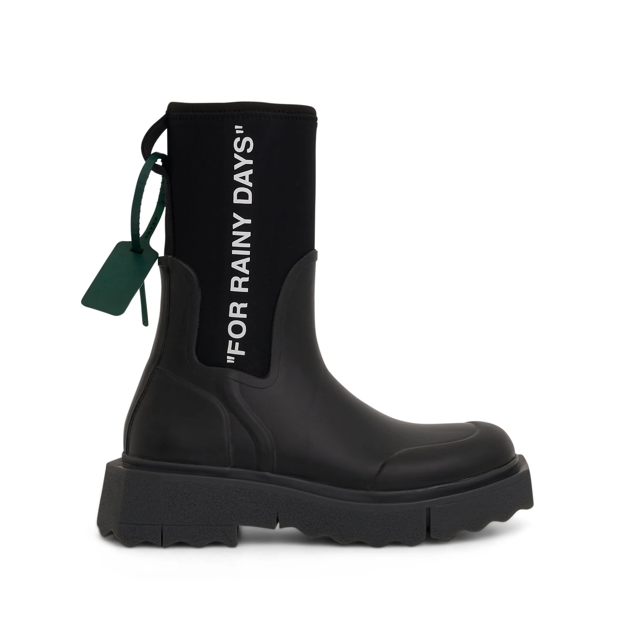 Sponge Rubber Rainboot in Black/White