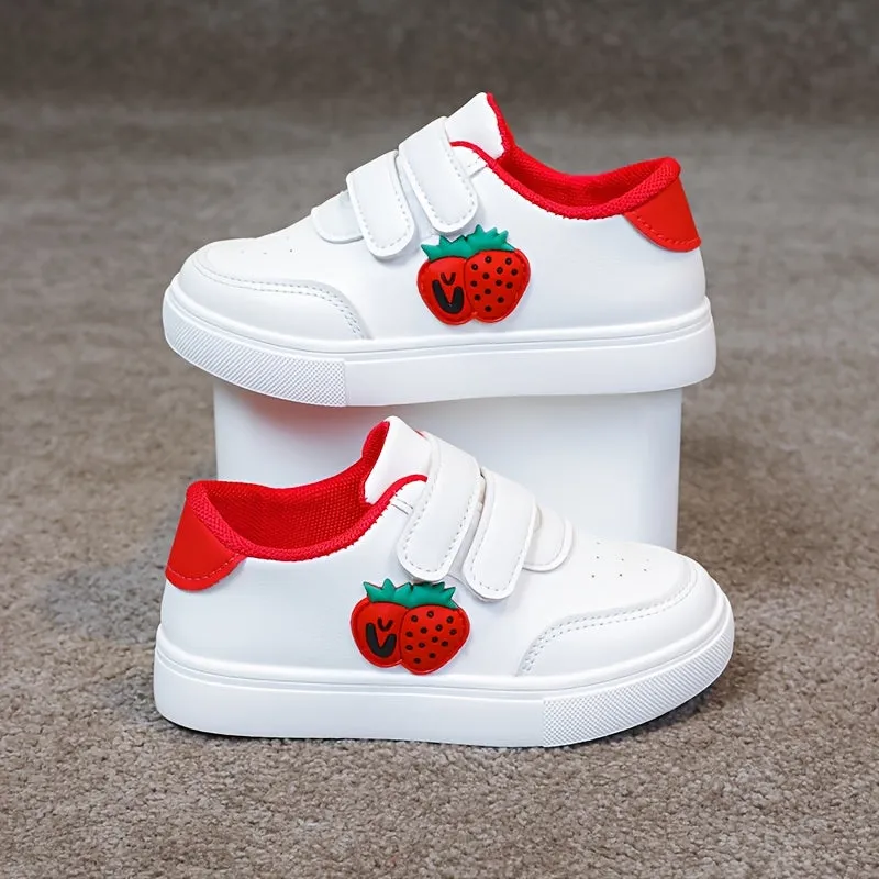 Strawberry Print White Sneaker Shoes – Lightweight & Comfortable